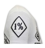 Local Fanatic Exklusiv Män T shirt tryck - Sons of Anarchy MC - 11-6369W - Vit