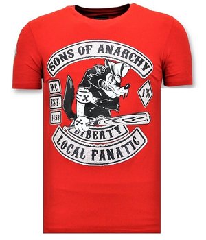 Local Fanatic Exklusiv Män T skjorta med tryck - Sons of Anarchy Print - Röd