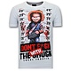 Män T shirt tryck - Bloody Chucky Angry - Vit