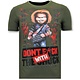Cool T-shirt Män - Bloody Chucky Angry Print - Grön