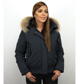 Gentile Bellini Vinterjacka Dam Pälsluva - Fina Varma Vinterjackor - DM8815-5 - Blå