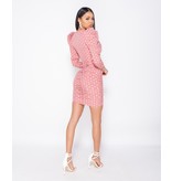 PARISIAN Polka Dot Puff Sleeve Ruching Detalj Bodycon Dress - Pink