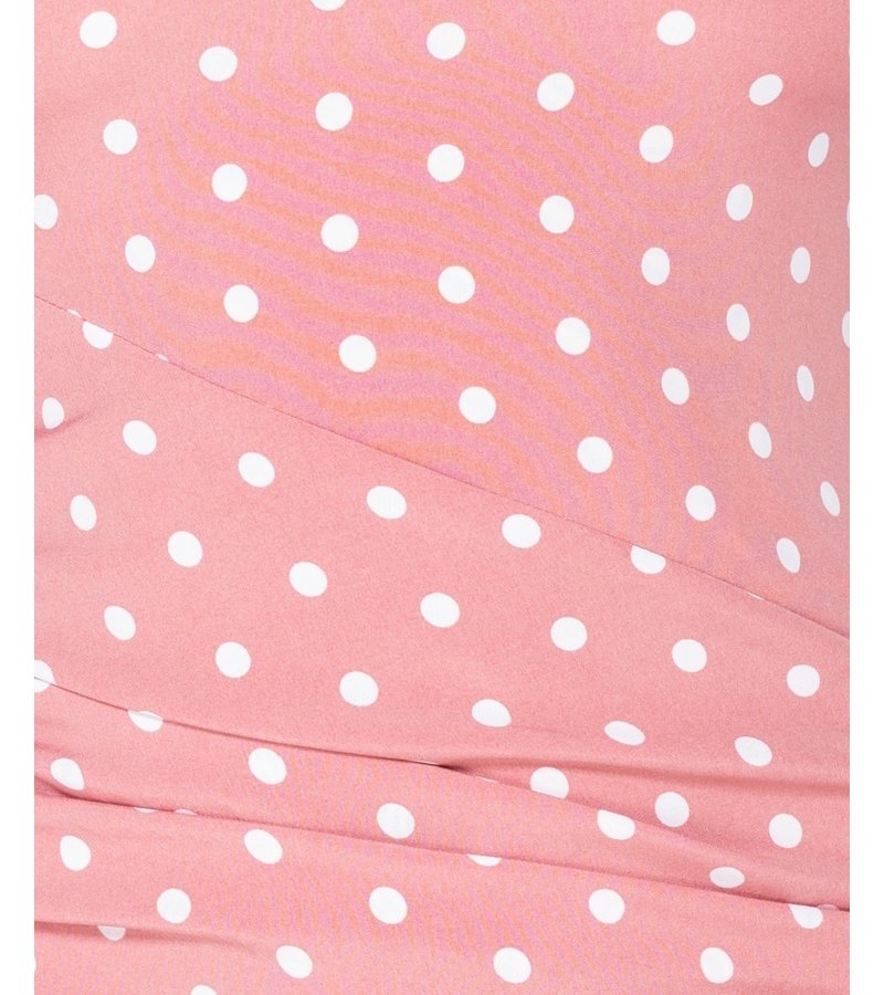 PARISIAN Polka Dot Puff Sleeve Ruching Detalj Bodycon Dress - Pink