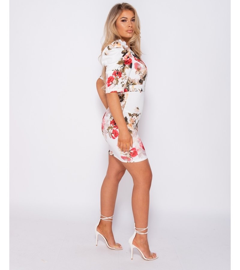 PARISIAN Puffed Floral Print Bodycon Klänning - kvinnor - Vit