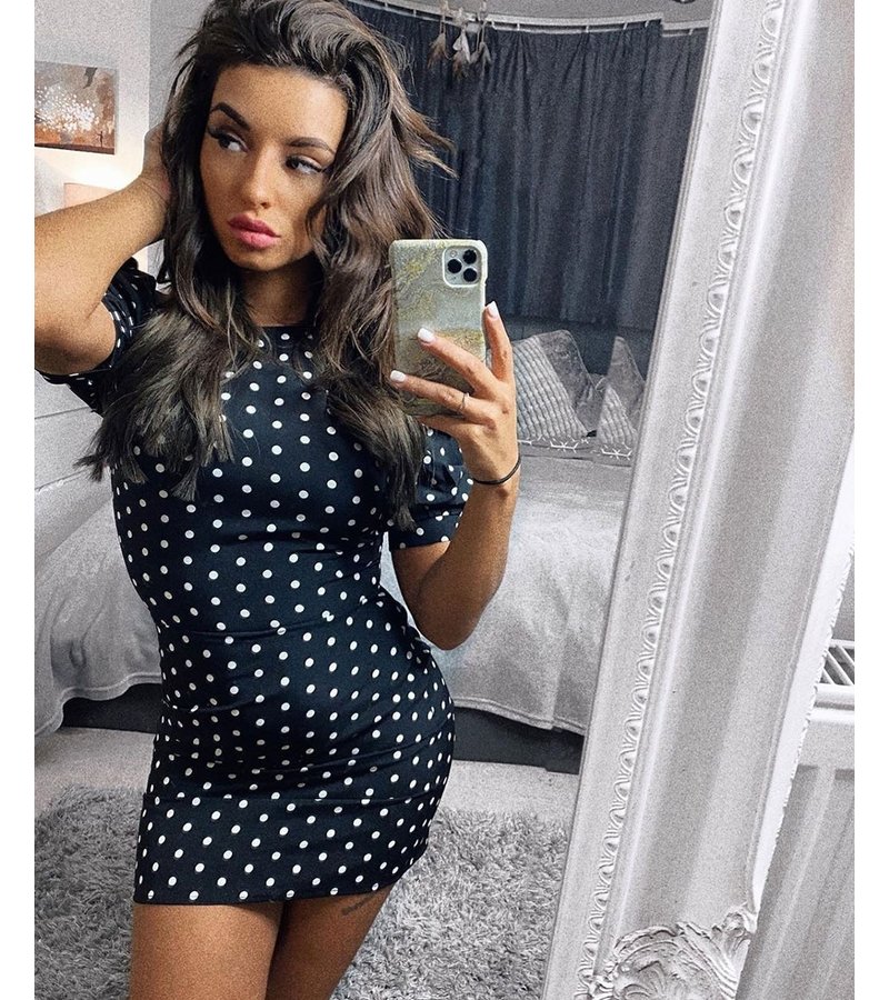 PARISIAN Polka Dot Puffed - Bodycon Miniklänning - kvinnor - Svart