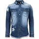 Long Denim Shirt - Män Denim Blouse - 9023 - Blå