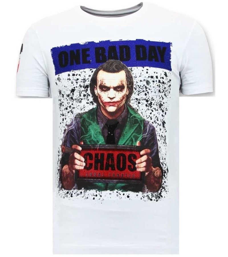 Local Fanatic Tuff Män T-shirt - The Joker Man - 11-6363W - Vit