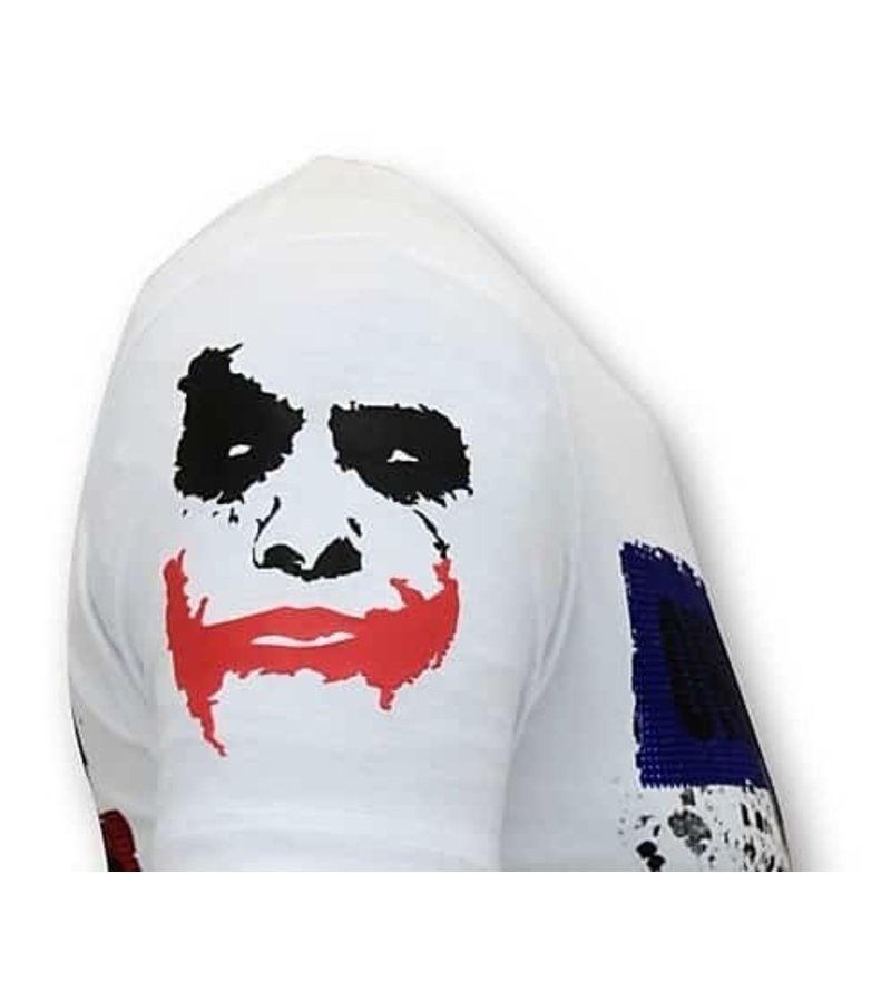 Local Fanatic Tuff Män T-shirt - The Joker Man - 11-6363W - Vit