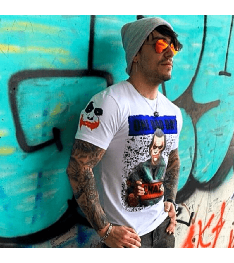 Local Fanatic Tuff Män T-shirt - The Joker Man - 11-6363W - Vit