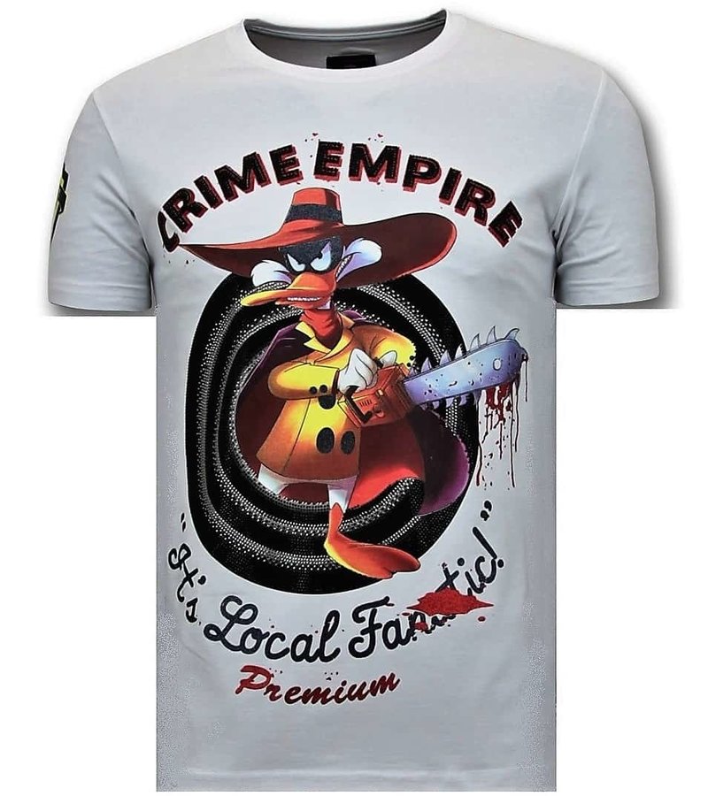 Local Fanatic Lyx Män T-shirt - Crime Empire - 11-6389W - Vit