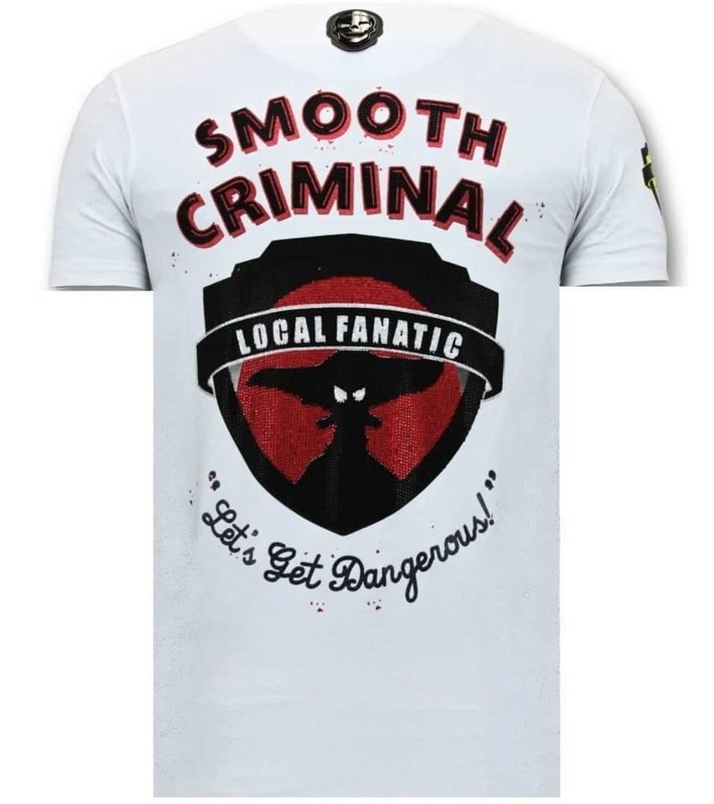 Local Fanatic Lyx Män T-shirt - Crime Empire - 11-6389W - Vit