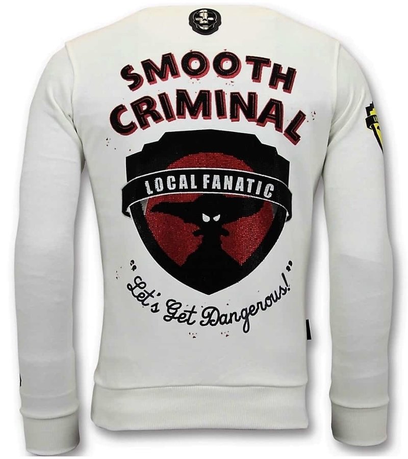 Local Fanatic Lyx Män Sweater - Crime Empire - 11-6394W - Vit