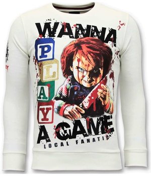 Local Fanatic Exklusiv Män Sweater - Chucky Childs Play - 11-6375W - Vit