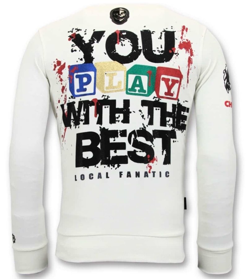 Local Fanatic Exklusiv Män Sweater - Chucky Childs Play - 11-6375W - Vit