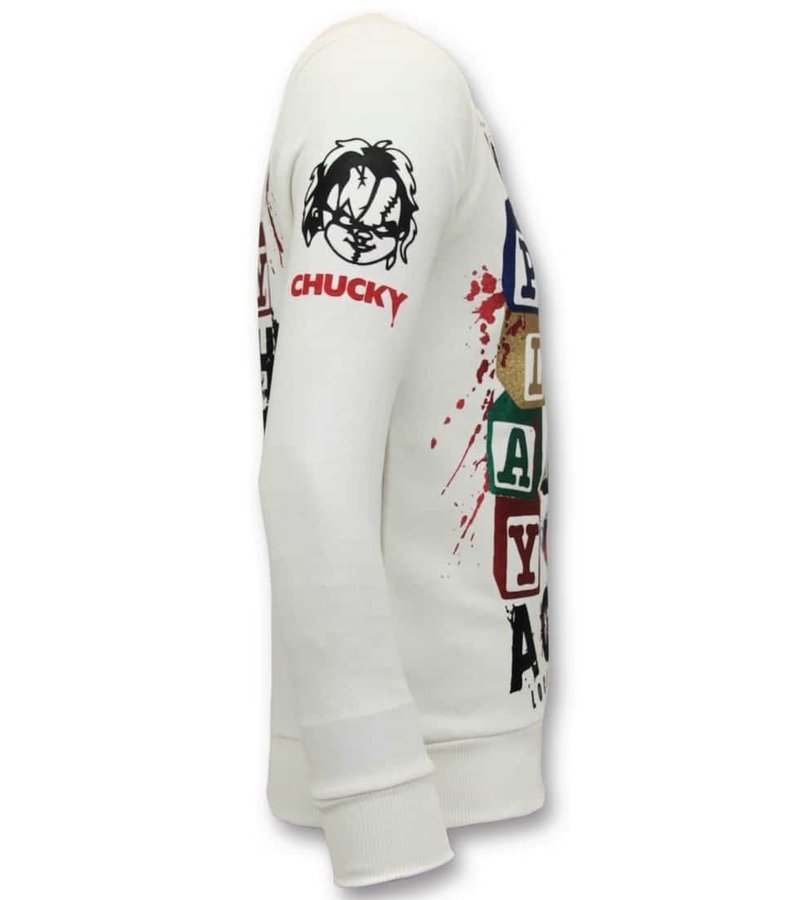 Local Fanatic Exklusiv Män Sweater - Chucky Childs Play - 11-6375W - Vit