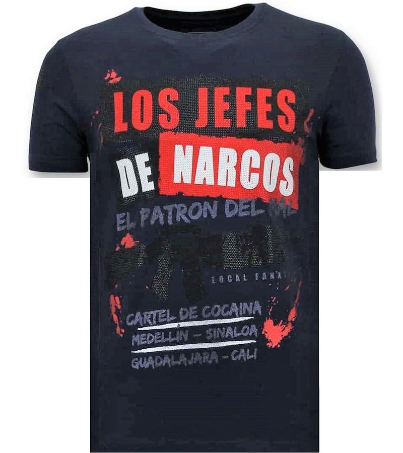 Local Fanatic Exklusiv Män T-shirt - Los Jefes The Narcos - 11-6372B - Blå