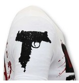 Local Fanatic Lyx Män T-shirt - Los Jefes The Narcos - 11-6372W - Vit