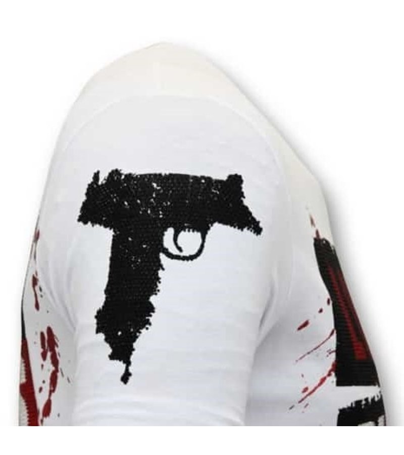 Local Fanatic Lyx Män T-shirt - Los Jefes The Narcos - 11-6372W - Vit