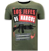 Local Fanatic Män T-shirt Rhinestone - Los Jefes The Narcos - 11-6372G - Grön