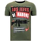Män T-shirt Rhinestone - Los Jefes The Narcos - 11-6372G - Grön