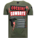 Local Fanatic Män T-shirt Rhinestone - Los Jefes The Narcos - 11-6372G - Grön