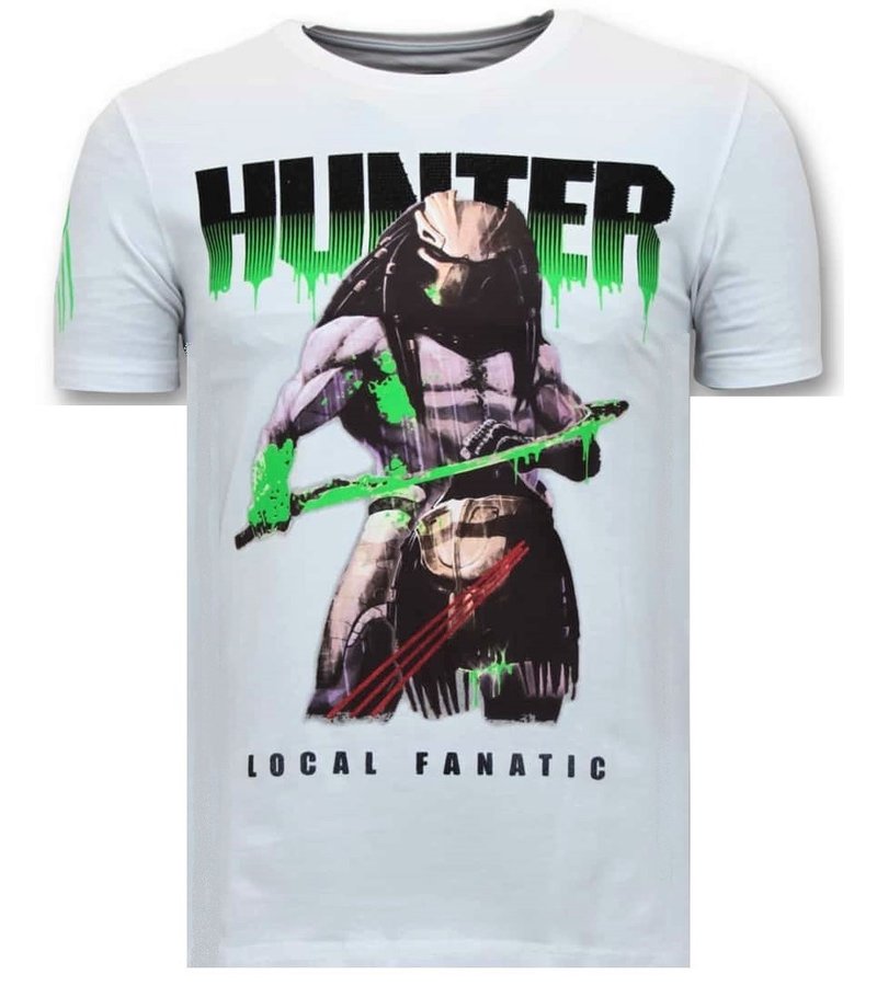 Local Fanatic Lyx Män T skjorta - Hunter Predator - 11-6370W - Vit