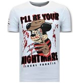 Local Fanatic Lyx Män T-shirt - Freddy Krueger - 11-6364W - Vit