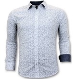 Gentile Bellini Män Exklusiv Italiensk Skjorta - Slim Fit Digital Printing - 3048 - Vit