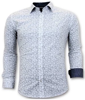 Gentile Bellini Män Exklusiv Italiensk Skjorta - Slim Fit Digital Printing - 3048 - Vit