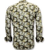 Gentile Bellini Lyx Män Shirts med Digital Print - Slim Fit Shirt - 3053 - Gul