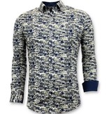 Gentile Bellini Lyxig Design Shirts - Digitaltryck Slim Fit - 3043 - Blå