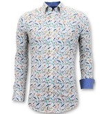 Gentile Bellini Lyx Herrskjortor Digital Print - Slim Fit Shirt - 3063 - Vit