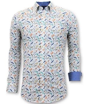 Gentile Bellini Lyx Herrskjortor Digital Print - Slim Fit Shirt - 3063 - Vit