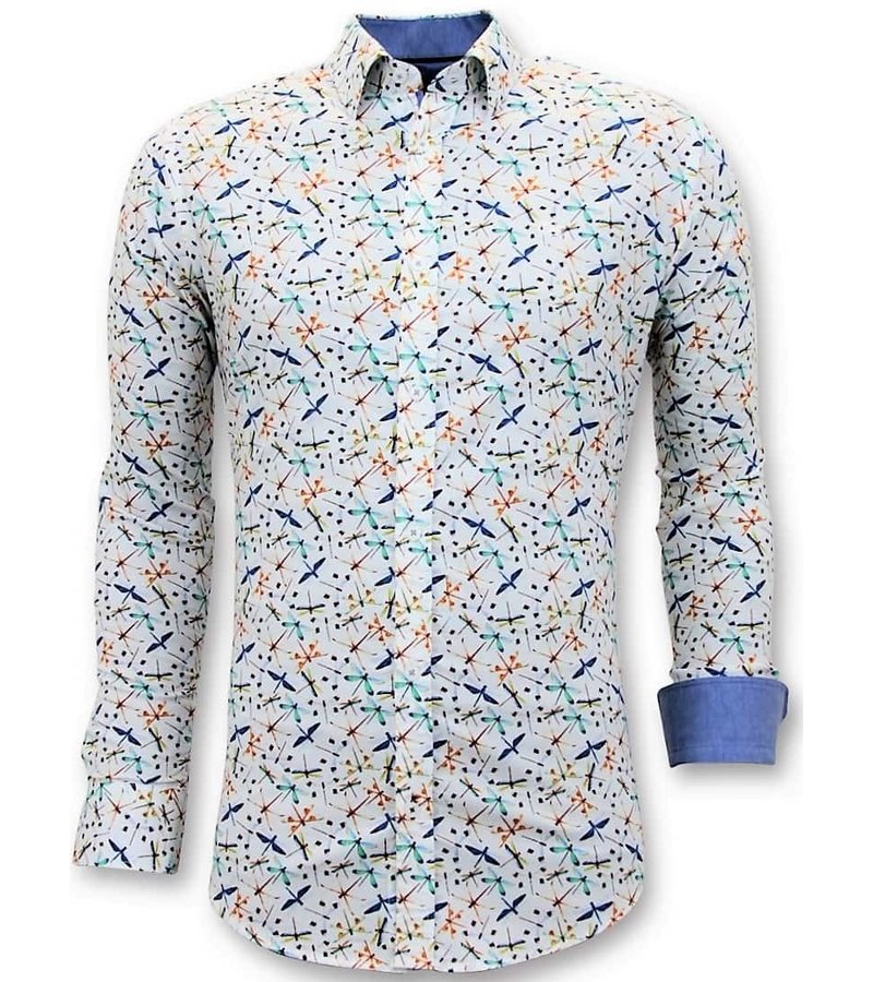 Gentile Bellini Lyx Herrskjortor Digital Print - Slim Fit Shirt - 3063 - Vit