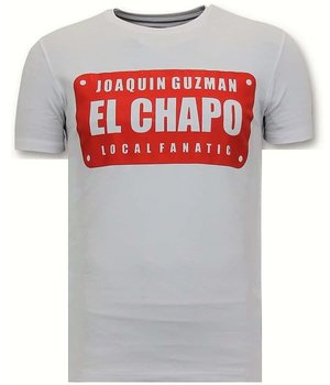 Local Fanatic Lyx Män T-shirt - Joaquin El Chapo Guzman - Vit