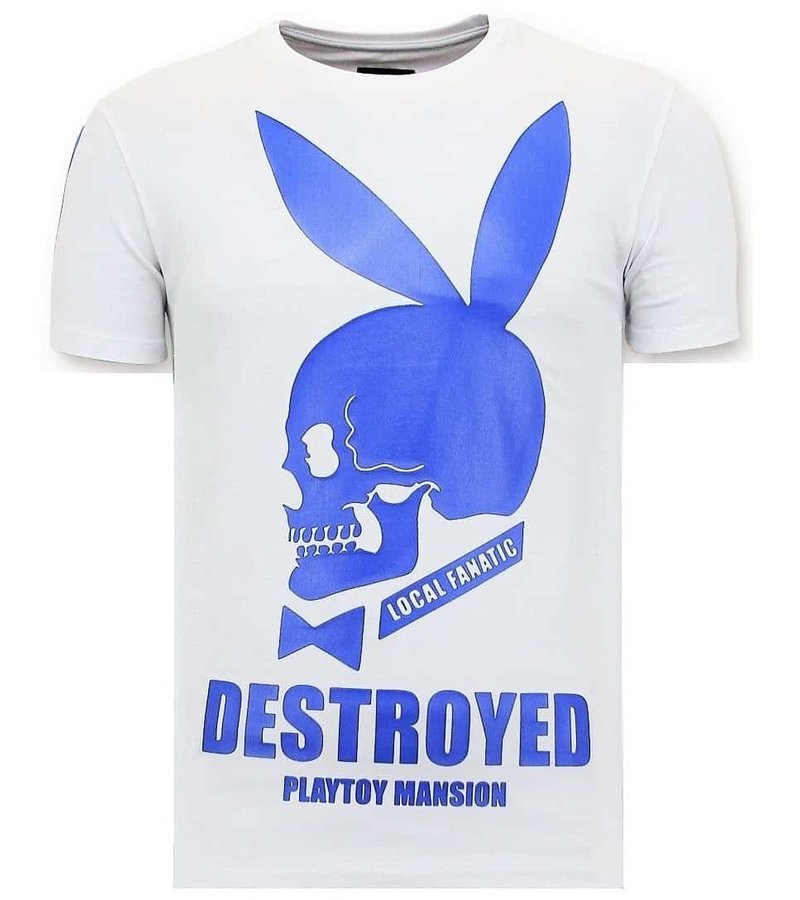 Local Fanatic Exklusiv Män T-shirt - Förstörd Destroyed Playtoy - Vit