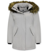 Matogla Parka Damer - Fuskpälskrage - Slim Fit - Beige