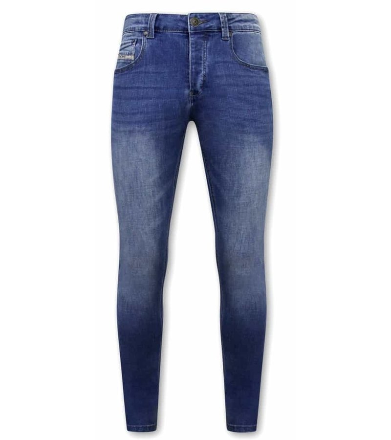 True Rise Slim Fit Jeans För Män - A-11006 - Blå