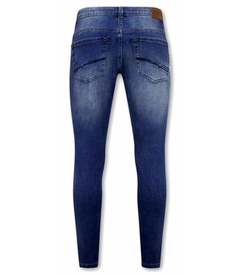 True Rise Slim Fit Jeans För Män - A-11006 - Blå