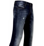 True Rise Slim Fit Jeans För Herr - A-11016 - Blå