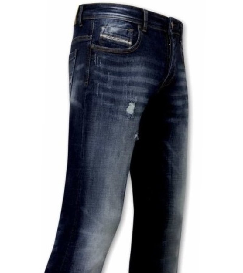 True Rise Slim Fit Jeans För Herr - A-11016 - Blå