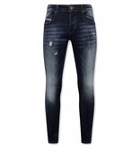 True Rise Slim Fit Jeans För Herr - A-11016 - Blå