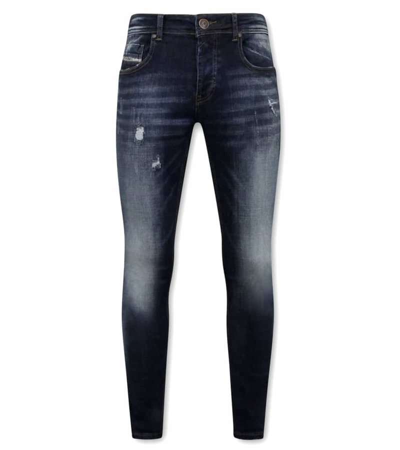 True Rise Slim Fit Jeans För Herr - A-11016 - Blå