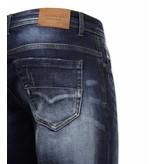 True Rise Slim Fit Jeans För Herr - A-11016 - Blå