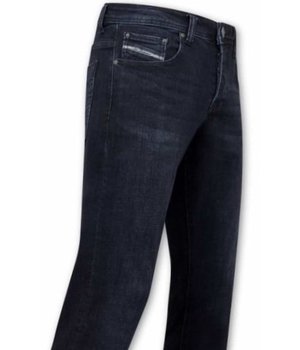 True Rise Slim Fit Jeans För Män - A-11025 - Blå