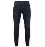 True Rise Slim Fit Jeans För Män - A-11025 - Blå