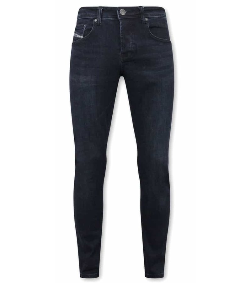 True Rise Slim Fit Jeans För Män - A-11025 - Blå