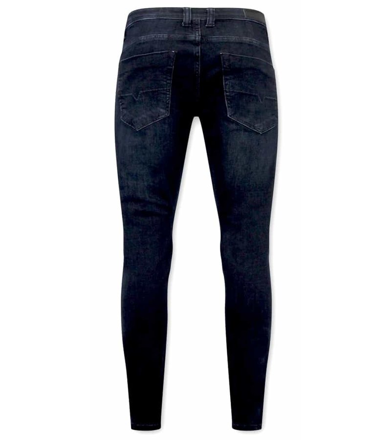 True Rise Slim Fit Jeans För Män - A-11025 - Blå