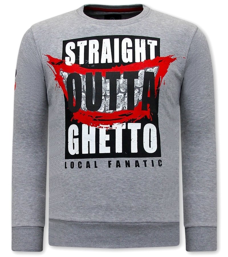 Local Fanatic Tröjor Herr Straight Outta Ghetto - Grå