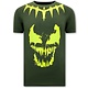 T Shirt Med Tryck Venom Face Neon - Grön
